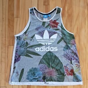 Adidas Suculent Tank Top with Floral Print - Gray and Multicolor